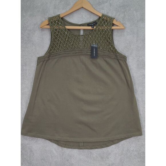 Lane Bryant Tank Top Sz 14/16 Green‎ Sheer Beaded New NWT - Picture 1 of 14